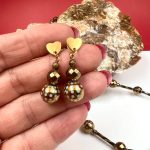 Minđuše sa Cloisonné staklenim perlama, zlatnim detaljima i hematitom