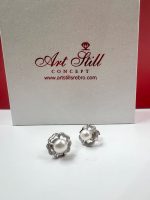 Srebrne minđuše sa biserom i cirkonima cvet 294 MC 217100 - Slika 3