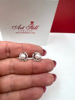 Srebrne minđuše sa biserom i cirkonima cvet 294 MC 217100