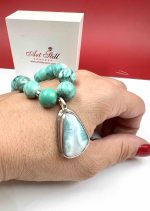 Srebrna ručno izrađena ogrlica od Tirkiza i Larimara L  436