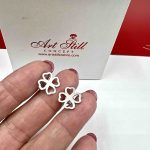 Srebrne minđuše detelina rodijum 293 M 194140