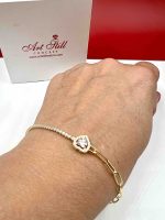 Srebrna ženska narukvica sa pozlatom srce 43 N 336163