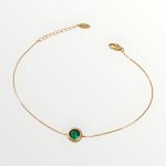 Srebrna pozlaćena narukvica sa zelenim cirkonom 295 N 145163