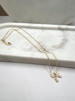 Srebrni pozlaćeni lanac cvet sedef cirkon 295 L 220404 - Slika 3