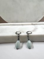 Minđuše sa žadom i hematitom, hir. čelik 122 - Slika 2